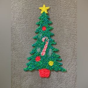 Vintage 1970s Christmas Tree Popcorn Plastic Wall Hanging Decoration